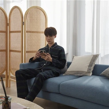 Men's Cotton Autumn Long Pajamas